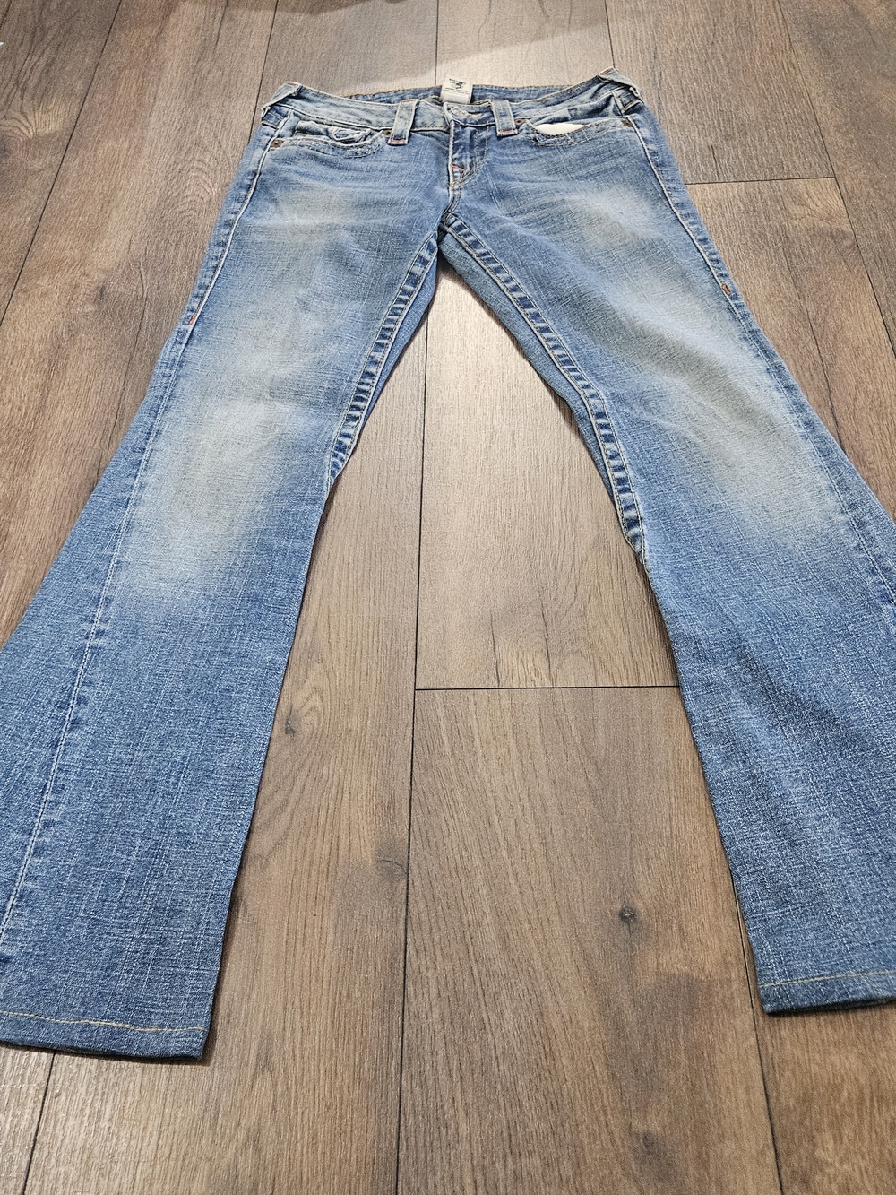 Light Wash True Religion Jeans Asymmetrical Seam Work Size 28